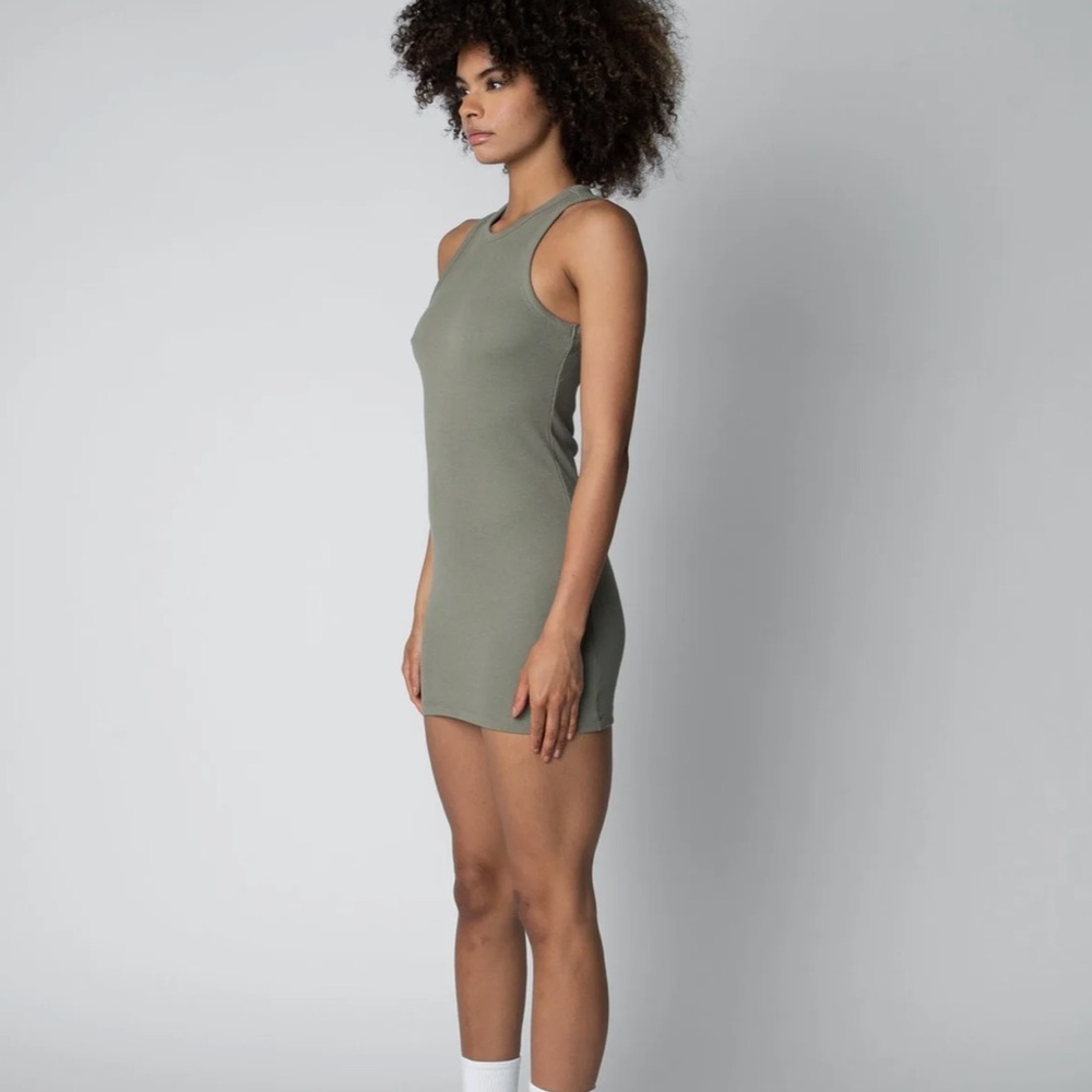 TALENTLESS Olive Ribbed Halter Bodycon Mini Dress | Sold out!! - Picture 2 of 3